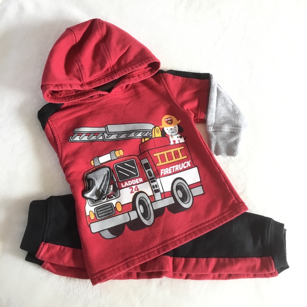 Fire truck matching tracksuit for baby